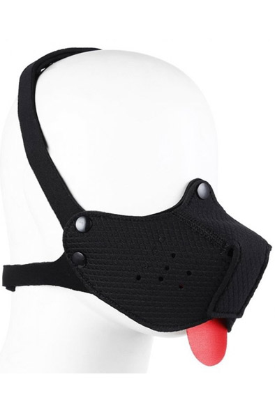 Neoprene Puppy Black Snout + Tongue BDSM-maski