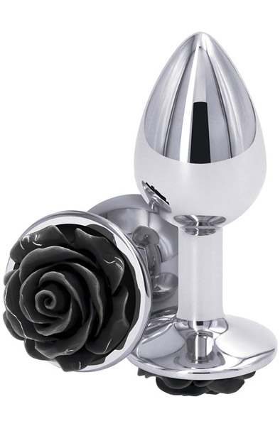 NS Novelties Rose Buttplug Small Black Analplugg metall
