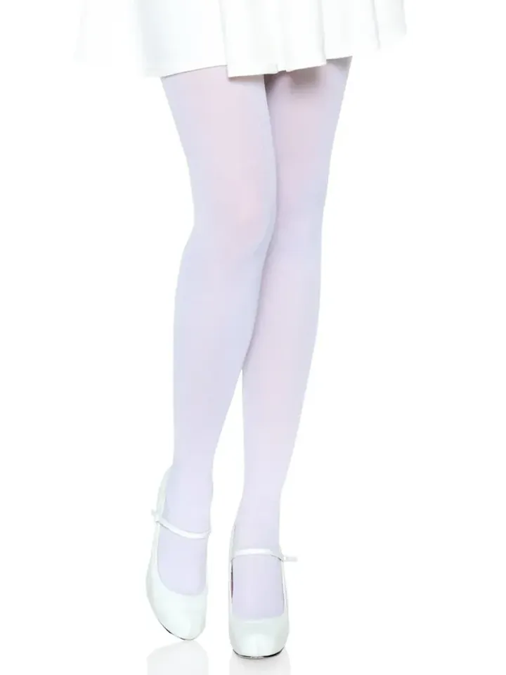 Nylon Opaque Pantyhose White O/S Sukkahousut