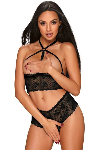 Obsessive Nettsy 2-pcs Set Black S/M Sexiga underkläder