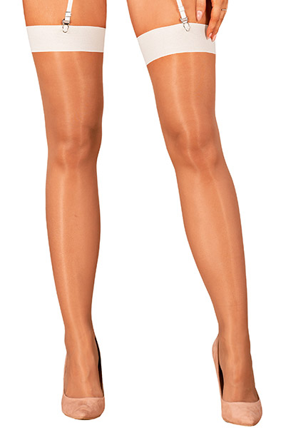 Obsessive S814 Stockings White L/XL Stay-ups