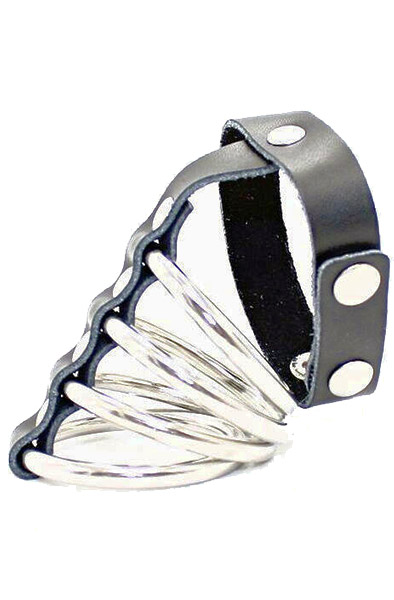 Ohmama Fetish Leather Strap Metal Cock Ring Penis & pungring