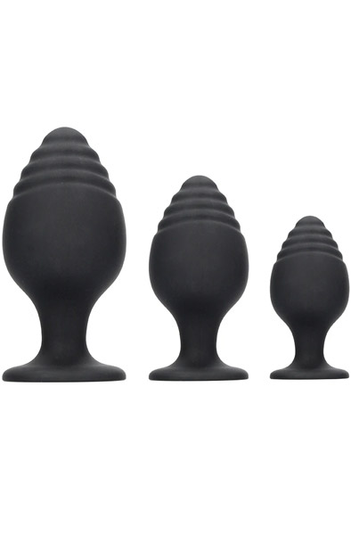 Ouch Rippled Butt Plug Set Black Analpluggar paket