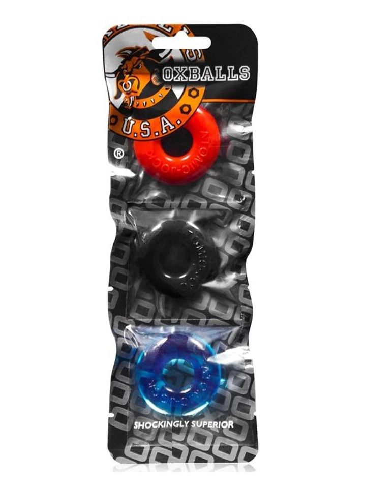 Oxballs Ringer Cock Rings 3-Pack Multi-Colour Penisrengas paketti view 2