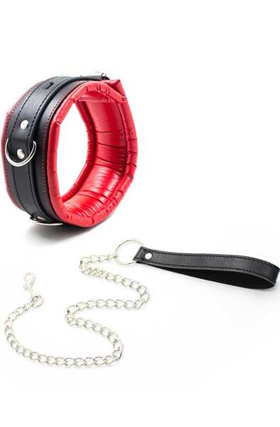 Padded Collar With Metal Leash Bondage Halsband & Koppel