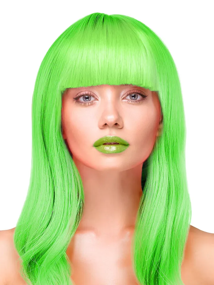 Party Wig Long Straight Hair Neon Peruk