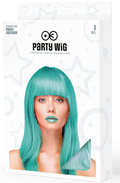 Party Wig Long Straight Turquoise Hair Peruukki view 2