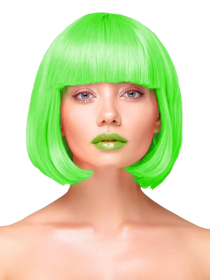 Party Wig Short Straight Hair Neon Peruk