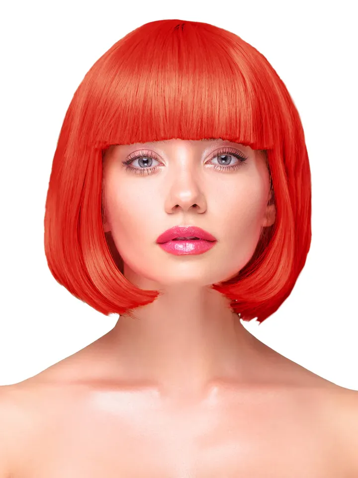 Party Wig Short Straight Red Hair Peruk