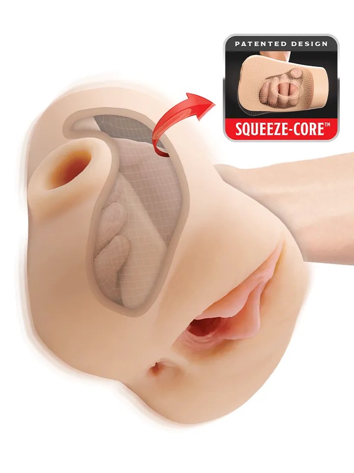 PDX Plus Double Pounder Vibrating Squeeze Stroker Lösvagina med vibrator