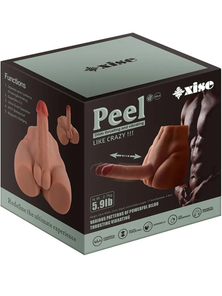 Peel Thrusting & Vibrating Dildo Mies Seksinukke