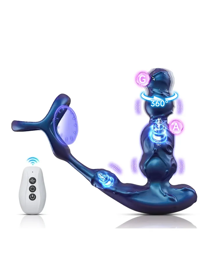 Penerotaty Vibrating Plug + Ballstretcher Eturauhasvibraattori penisrenkaalla