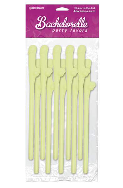 Pipedream Bachelorette Party Dicky Sipping Straws Glow in th Snopp Sugrör