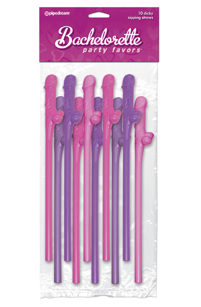 Pipedream Bachelorette Party Favors Dicky Sipping Straws Pin Penispillit view 2