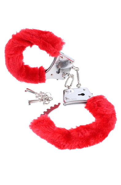 Pipedream Beginner's Furry Cuffs Red Handbojor