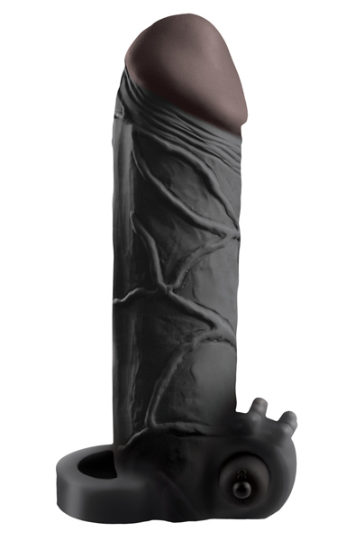 Pipedream Fantasy X-tensions Vibrating Real Feel Black Exten Penisförlängare/Sleeve med vibrator