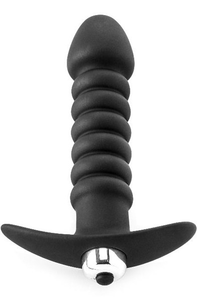 Premium Ribbed Butt Plug With Strong Vibrating Bullet Värisevä anaalitappi