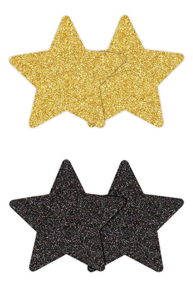 Pretty Pasties Glitter Stars Black Gold 2 Pair Nipple covers