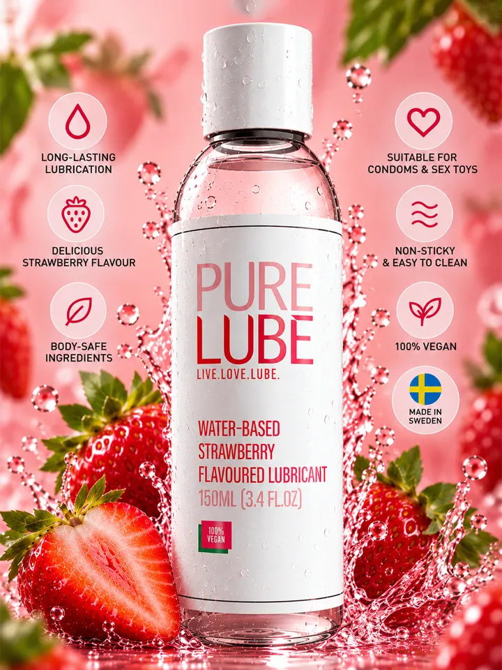 Pure Lube Strawberry Flavoured Lubricant 150 ml Liukuvoide maulla