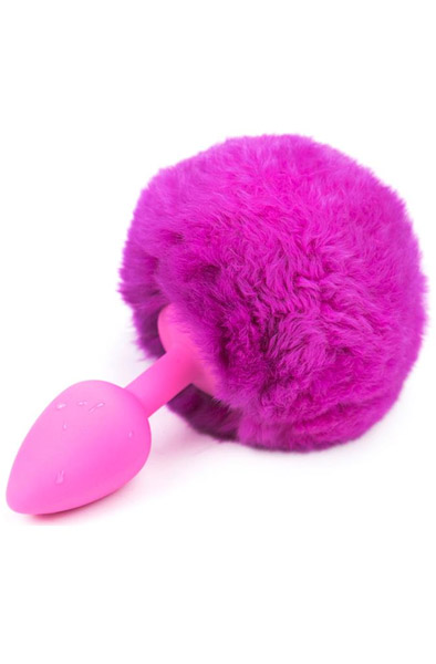 Purple Faux Fur Rabbit Tail With Silicone Plug S Anaalitappi hännällä