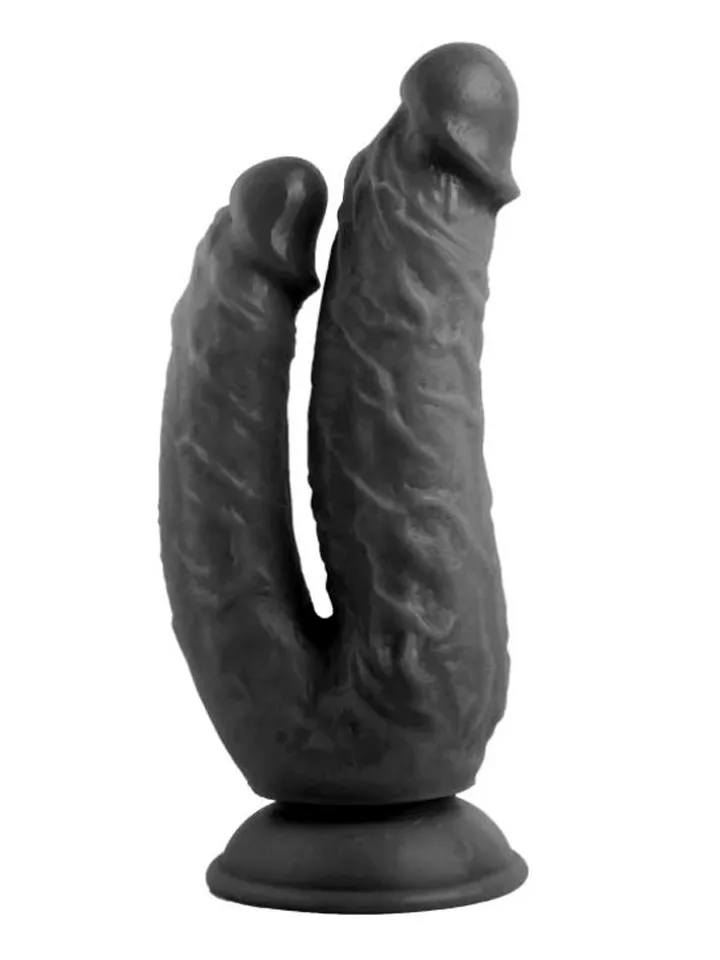 Realistic Penis Double Penetration Black 21 cm Dubbeldildo