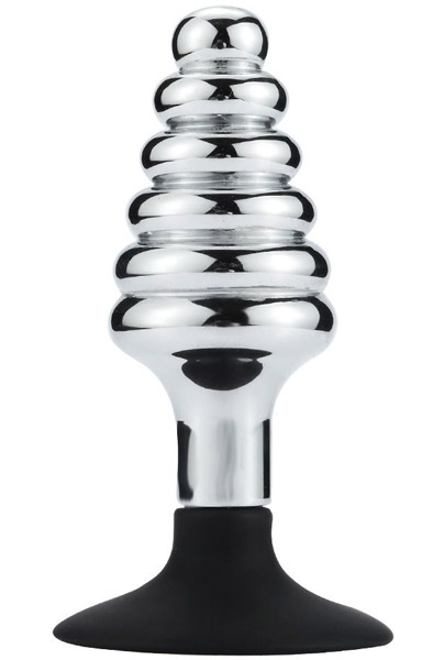 Ribbed Anal Plug With Suction Cup 10,5cm Analplugg metall