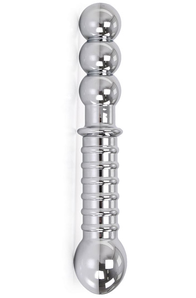 Ribbed Double-ended Steel Dildo 19 cm Ståldildo