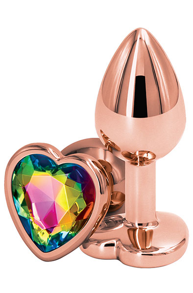 Rose Gold Rainbow Heart Small Anaalitappi metallia