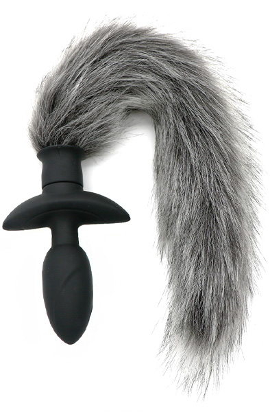 Rotating Plug With Grey Fur Analplugg med svans