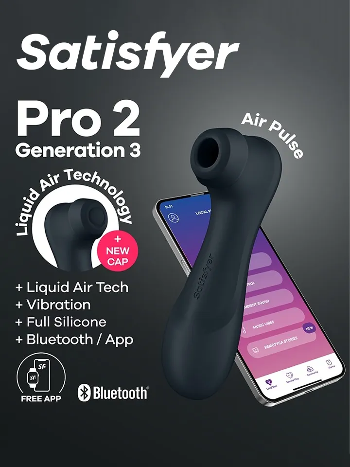 Satisfyer Pro 2 Gen. 3 With Liquid Air & Bluetooth App Black Lufttrycksvibrator