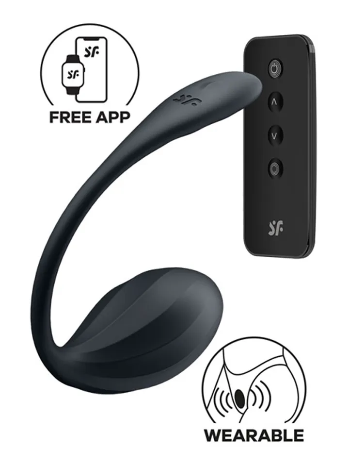 Satisfyer Ribbed Petal App Vibrator Black App:illa ohjattu värisevä muna