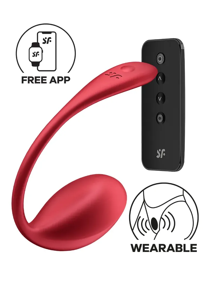 Satisfyer Shiny Petal App Vibrator Red App:illa ohjattu värisevä muna