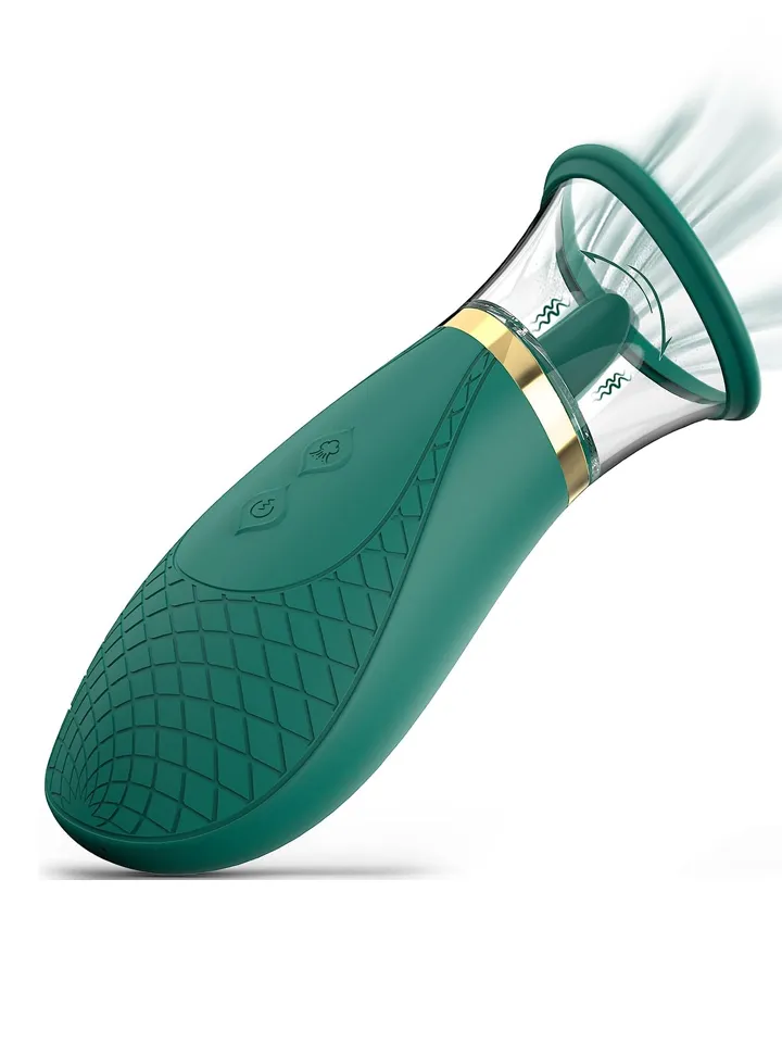 Scioness Suction & Clitoral Licking Stimulator Green Klitoris och vagina pump