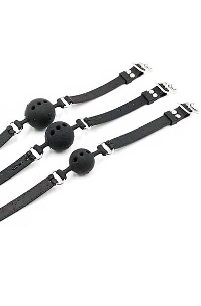 Set Of Silicone Gag Balls 3-pcs Black Gagball