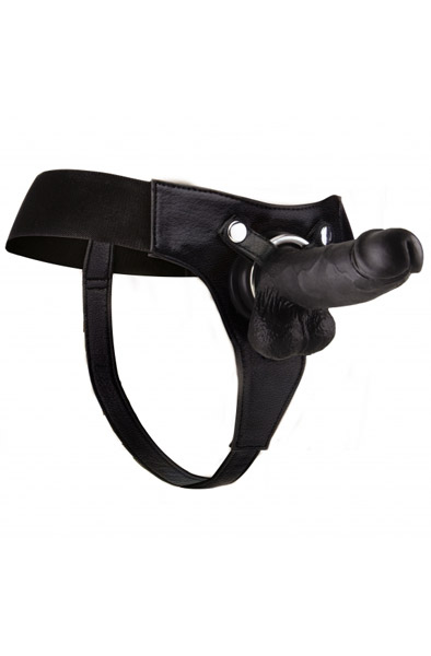 Shots Realistic Strap-On Black 20 cm Strap-on med sele
