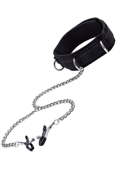 Shots Velcro Collar Black Halsband med bröstklämmor
