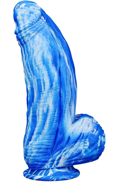 Silicone Dildo Fat Dick Blue-White 25cm Monster dildo