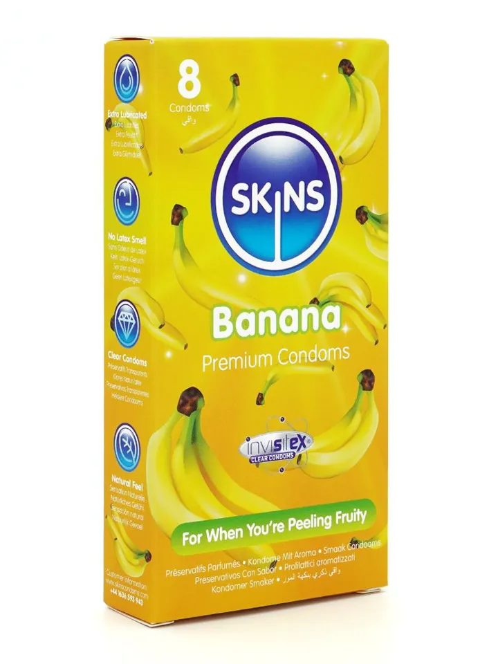 Skins Banana Condoms 8-pack Maustetut kondomit