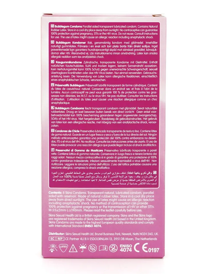 Skins Bubblegum Condoms 8-pack Maustetut kondomit view 2