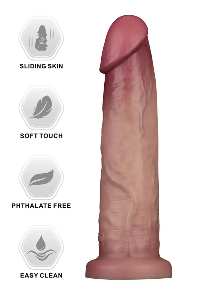 Sliding Skin Pro II Dual Layer Silicone Dildo 22,7 cm Realistisk dildo