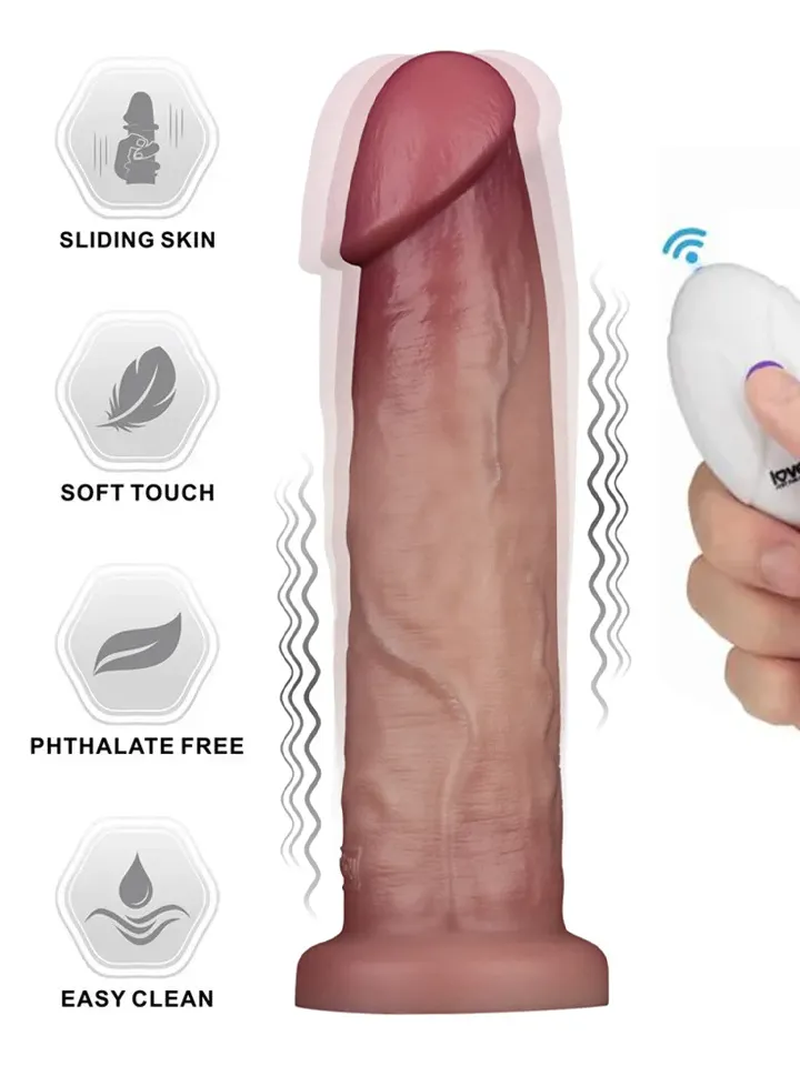 Sliding Skin Pro II Silicone Vibrating Dildo 22,7 cm Värisevä dildo