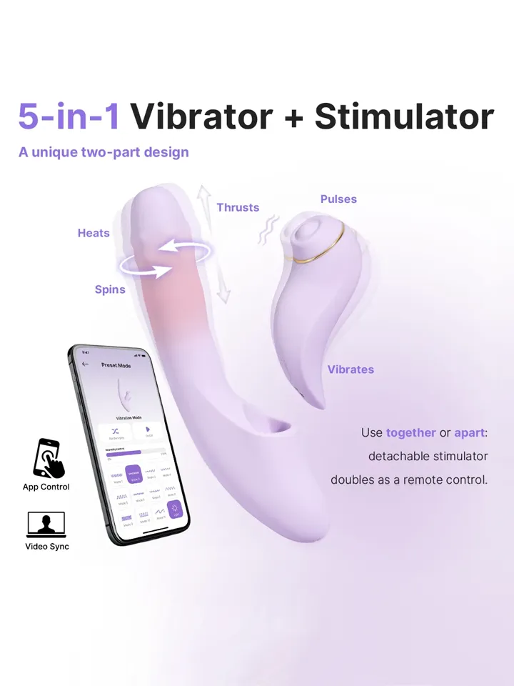 Svakom Duo Glow Thrusting Beaded Vibrator With App Jänisvibraattori lämpeävä