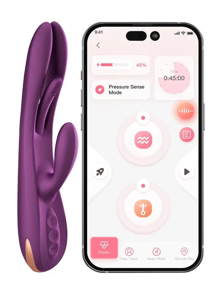 Terri App Controlled Tapping Rabbit Vibrator Sovelluksella ohjattava rabbit-vibraattori