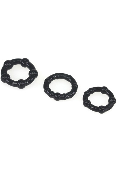 The Red Triple Beaded Ring Set Black Penisringar paket