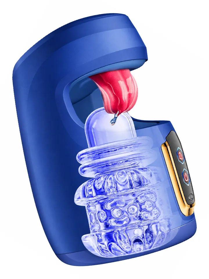 Thrusting & Licking Tongue Motion Cup Automatisk Masturbator