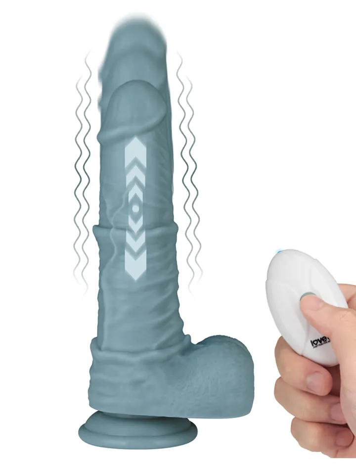 Thrusting & Vibrating Silicone Dildo 27,5 cm Laajentaja vibraattorilla