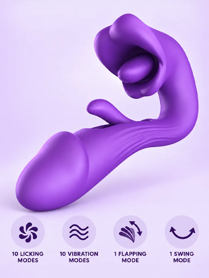 Tongue Flap Dual Vibe Purple Vibrator