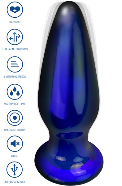 ToyJoy Shining Vibrating Glass Plug 11,5 cm Analplugg med vibrator