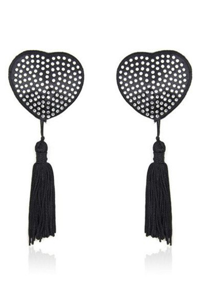 TOYZ4LOVERS Heart Shine Nipples Tassels Black Nipple covers