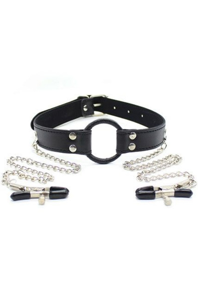 TOYZ4LOVERS Ring Gag And Nipples Clamps Gagball